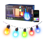 BeamWander Outdoor String Light bulbs, 45ft Smart RGBIC Fairy lights for festive decoration with 12 LED Bulbs, 79 Scene Modes for Outdoor Decor, Works with Alexa, Google,, APP Control, IP65 Waterproof
