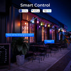 BeamWander Outdoor String Light bulbs, 45ft Smart RGBIC Fairy lights for festive decoration with 12 LED Bulbs, 79 Scene Modes for Outdoor Decor, Works with Alexa, Google,, APP Control, IP65 Waterproof