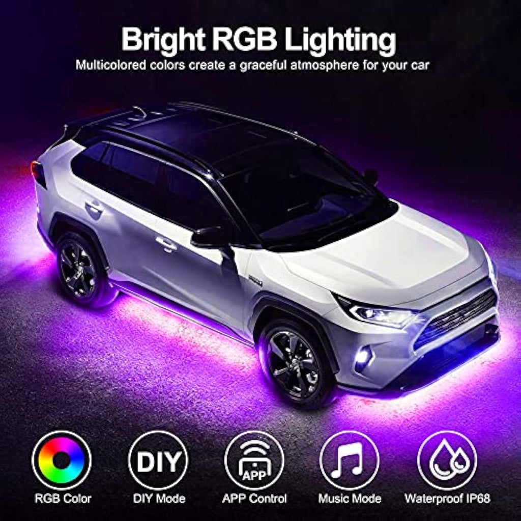 BeamWander Automobile Lights with App and Remote Control, 16 Million RGB Colors, 29 Preset Modes, Music & DIY Mode
