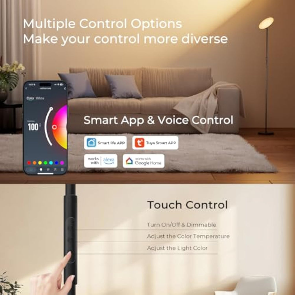 BeamWander Floor Standard Lamps for Living Room, 32W/3000LM Super Bright LED Floor Lamp with Remote Control, 69" Tall Standing Lamp with Stepless Dimmable, Modern Torchiere Corner Lamp for Bedroom, Office