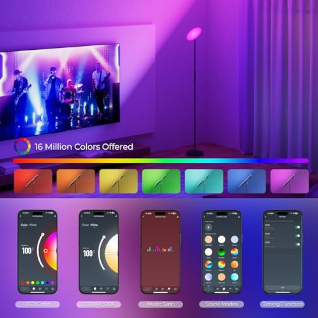 BeamWander Floor Standard Lamps for Living Room, 32W/3000LM Super Bright LED Floor Lamp with Remote Control, 69" Tall Standing Lamp with Stepless Dimmable, Modern Torchiere Corner Lamp for Bedroom, Office